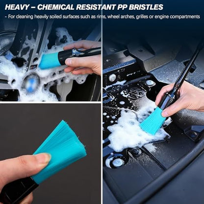 Car Detailing Brushes Set, 8-Piece Auto Detail Cleaning Brush Tool Kit in Soft/Middle/Hard, Crevice Brush, Dust Brush for Car Interior & Exterior, Leather, Air Vents, Emblems, Wheels Wash & Care - Image 6