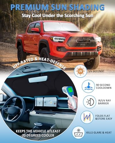 Windshield Sunshade for Toyota Tacoma 2016-2026 2Dr 4Dr Pickup Sun Visor - Image 2