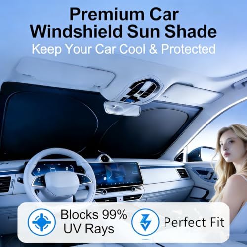Windshield Sun Shade for 2018-2026 Ford Expedition Foldable Car Front Window Sunshade Accessories 4-Layer 240 T Sun Visor Protector Reflective Cover Block UV Rays & Sun Heat - Image 4