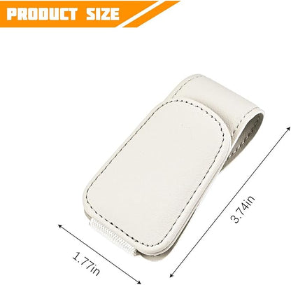 Sunglasses Holder for Car Visor, Microfiber Leather Magnetic Sun Visor Eyeglasses Hanger & Ticket Card Clip, Multi-Function Automotive Interior Glasses Mount, Universal Fit (Light Beige) - Image 2