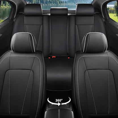 Car Seat Covers Full Set Custom Fit For Kia Sorento 2003-2026 ,Black&White | Premium Faux Leather, Waterproof, Anti-Slip, Airbag Compatible, Breathable, Car Seat Protectors, 2 Rows 5 Seats - Image 3