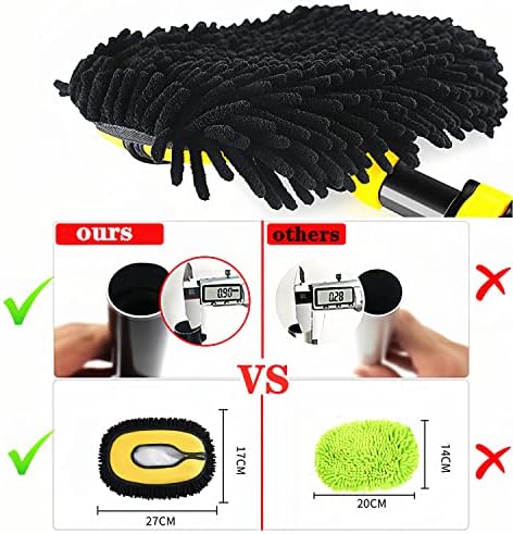 Mveqrrn15°Curved Chenille Car Wash Brush, Extendable Long Handle Mop-Yellow - Image 3