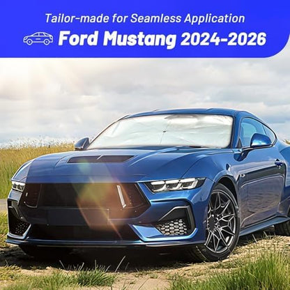 Windshield Sun Shade Umbrella for Ford Mustang 2024-2026, Foldable Front Window Sunshade with 360° Rotating Shaft, Custom Fit Car Shades for Mustang Accessories with UV & Heat Protection - Image 3