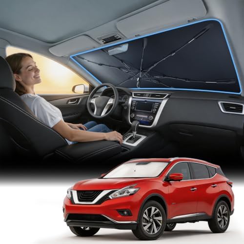 Nmoiss [Vinyl Coating Heat Shield] Windshield Sun Shade Umbrella Custom for Nissan Murano, Protect Car from Sun Rays & Heat Damage Keep Cool and Protect Interior by Nmoiss