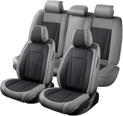 Car Seat Covers Full Set Fit For Hyundai Santa Cruz 2022-2026 ,Gray&Black | Premium Faux Leather, Waterproof, Anti-Slip, Airbag Compatible, Breathable, Car Seat Protectors, 2 Rows 5 Seats - Image 2