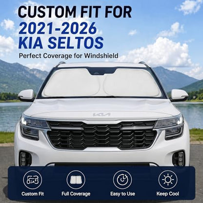 Custom Fit Windshield Sun Shade for Kia Seltos 2021-2026 - Image 2
