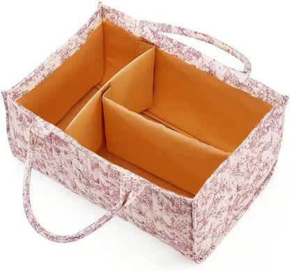 Diaper Caddy Organizer,Cute Floral Nursery Storage Basket,Soft Portable Changing Table Car Caddy Organizer Gift (Floral E) - Image 2