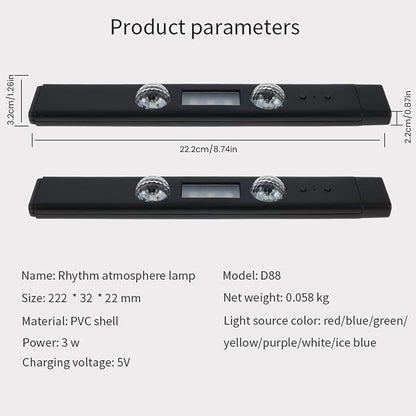 2PCS Car Interior Ambient Lights, Wireless Multicolor Car Strip Lights USB Rechargeable Multicolor RGB LED Strip Light Remote/Sound Control Car Star Ceiling Light with Music Sync - Image 3