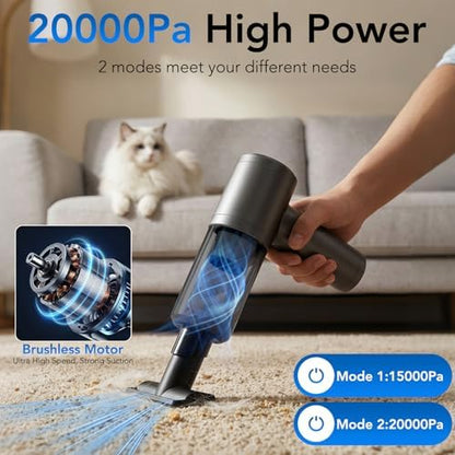 Portable Brushless Car Vacuum Cordless Mini Handheld Vacuums Cleaner High Power with LCD Display and Multi-Nozzles, Hand held Cleaners for Car, Home, Office, Sofa, Pet Hair,Keyboard - Image 6