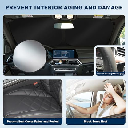 Windshield Sun Shade Custom Fit Audi Q7 SUV 2016-2026 - Image 2
