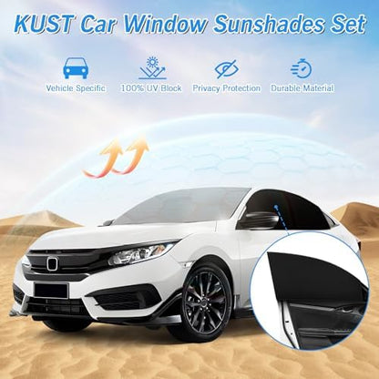 KUST Windshield Sun Shade Umbrella for Honda Civic 2016 2017 2018 2019 2020 2021 Rear Window Shades 100% UV Protection and Blackout Privacy 5PCS Car Window Covers Accessories - Image 2