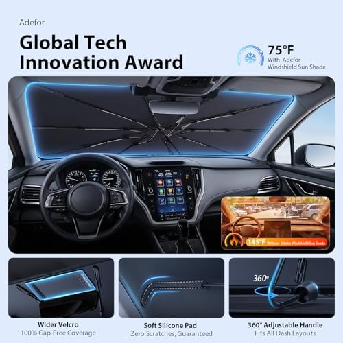 2026 Upgraded Windshield Sun Shade Umbrella for Subaru Outback [Precision Custom Fit, Superior UV & Heat Block] Cooling Tech Fabric, Durable Foldable with Storage Bag, Fits 2000-2025 - Image 5