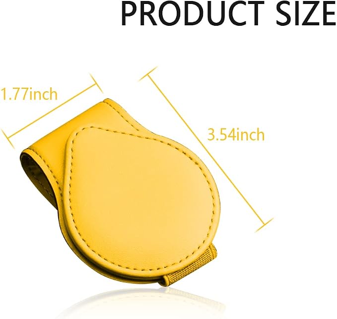 OFBAND Magnetic Sunglass Holder for Visor, PU Leather Car Organizer, Universal Accessory (Yellow) - Image 2