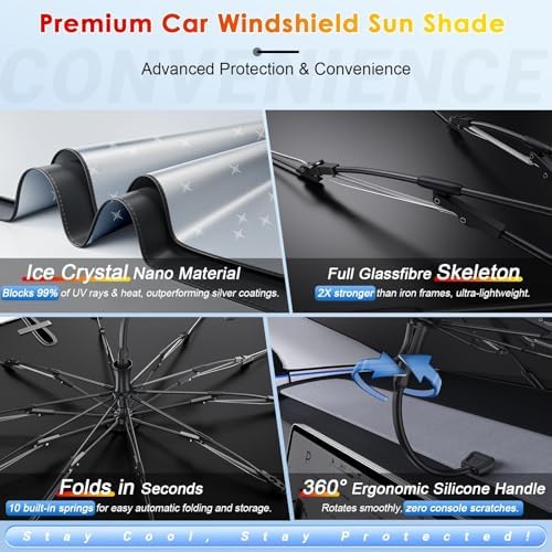 for Windshield Sunshade Umbrella for 2018-2026 Honda Odyssey, Custom Fit Windshield Sun Protector Cover, 6-Layer Heat-Resistant Fabric, Ultra-Strong Fiberglass Frame (for 2018-2026 Honda Odyssey) - Image 4