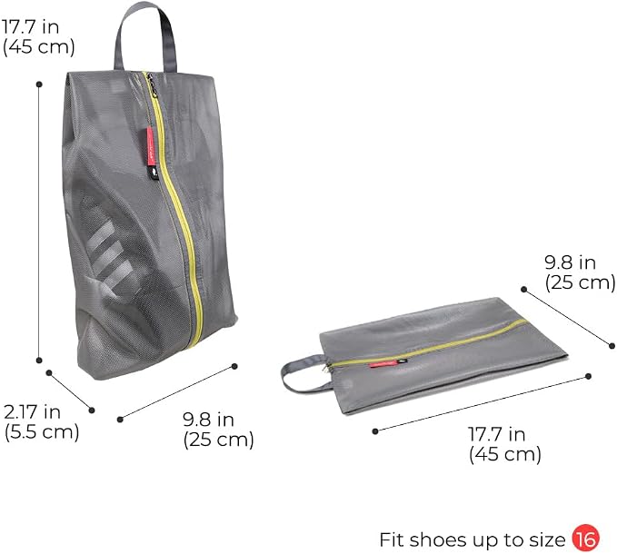 pack all Plus-Sized Shoe Bag for Travel, Water-Resistant Shoe Pouch | Odor-Resistant, Dustproof, Portable, Soccer Cleats & Gym Storage, Fits Up to Size 16, 2 Pack, Grey - Image 5