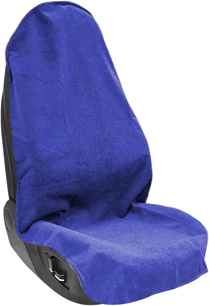 55.12 x 29.53 Inch Washable Towel Front Seat Cover, Blue | soft anti-pilling cloth, neoprene grip dots, elastic straps, fits most cars, SUVs, and trucks, interior accessories by Unknown