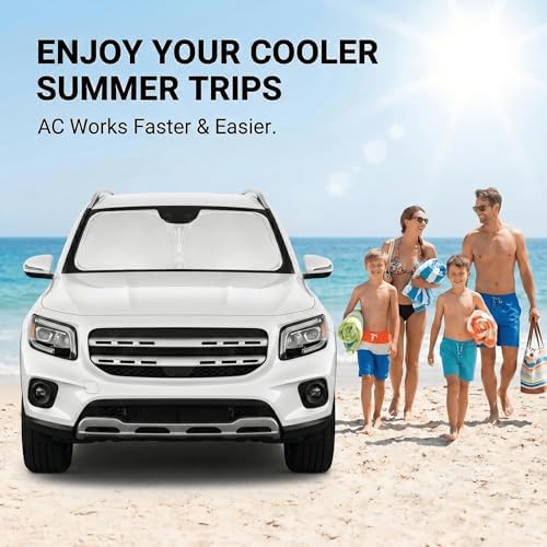 Windshield Sun Shade for Mercedes Benz GLB 2020-2024 2025 Sunshade Front Window Shade Custom Fit GLB Accessories Sun Visor Foldable Shade Blocks UV Rays Accessories - Image 4