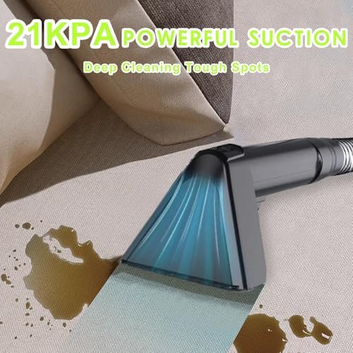 Portable Carpet & Upholstery Cleaner, Deep Cleaning for Rugs, Couch, Curtain, Car Interiors Stains, Pet & Family Friendly, 800W high-performance motor 21Kpa 120V (White) - Image 2