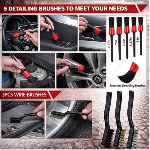 63PCS Car Wash Cleaning Kit,Car Wash Brush with Long Handle,Car Detailing Kit with Foam Gun,Car Cleaning Supplies,Handheld Vacuum, Car Detailing Kit (63PCS) - Image 6