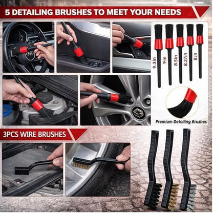 63PCS Car Wash Cleaning Kit,Car Wash Brush with Long Handle,Car Detailing Kit with Foam Gun,Car Cleaning Supplies,Handheld Vacuum, Car Detailing Kit (62PCS) - Image 5