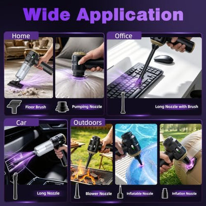 Wansimoo Handheld Car Vacuum Cleaner,25000PA Strong Cyclonic Suction Mini Vacuum Portable Cordless with Digital Display for Car, Home, Office, Kitchen (Gold) - Image 5