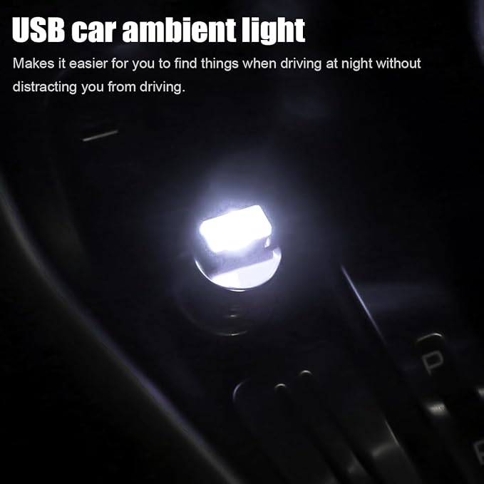 BESULEN Car Interior Atmosphere Lamp, Plug-in USB LED Light, White | Car Interior Atmosphere Lamp, USB LED Ambient Lighting Kit, Universal Fit SUV Sedan Truck, Night Light Decoration - Image 4