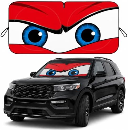 Car Windshield Sun Shade, Universal Fit Full-Size SUV Pickup MPV, Angry Red by eygeufg