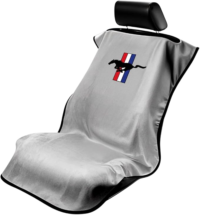 Seat Armour Seat Protector Towel for Mustang Pony – Soft Machine Washable Car Seat Cover Towel – Easy to Install, Multipurpose Car Seat Towel – Gray by SeatArmour