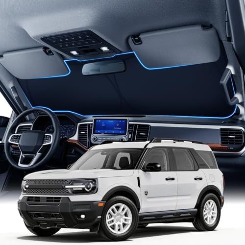 Zanch Custom Windshield Sun Shade for Ford Bronco Sport 2021-2026, 7-Layer UV & 100% Light Blocking, 3D Scanned Fit, Interior Protection, Keeps Cabin Cooler, Easy Storage & Foldable Accessories by Zanch