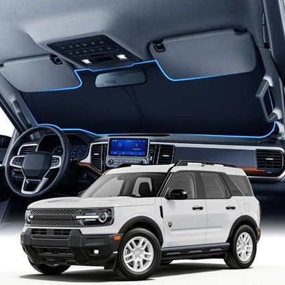 Zanch Custom Windshield Sun Shade for Ford Bronco Sport 2021-2026, 7-Layer UV & 100% Light Blocking, 3D Scanned Fit, Interior Protection, Keeps Cabin Cooler, Easy Storage & Foldable Accessories by Zanch