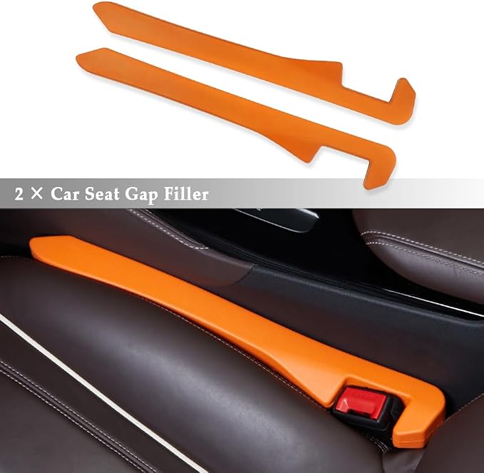 IHOTDER Super Flexible Car Seat Gap Filler,Durable Car Organizer Between Seats for Tightly Filling Seat Gaps,Universal CCar Side Seat Gap Filler CCar Accessories for Women & Men (Orange/2PCS)… - Image 3