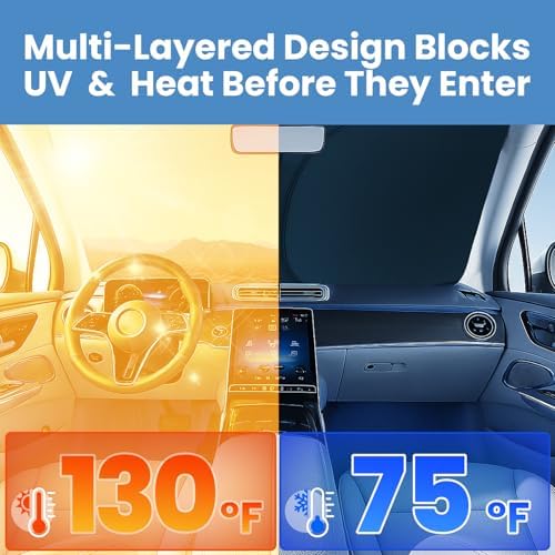 Magnelex Windshield Sun Shade for Toyota Tacoma 2016-2023 2024 2025 2026, Foldable Car Window Sunshade, Heat & UV Visor Cover, Reflective Front Shades Accessories - Image 3