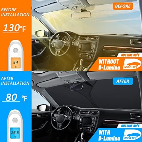 D-Lumina for 2009-2018 Dodge RAM 1500 Windshield Sun Shade, Front Window Sunshade Sun Visor Protector Fit Ram 1500 RegularCab QuadCab CrewCab MegaCab, Sun Shield Block UV Rays Heat - Image 3