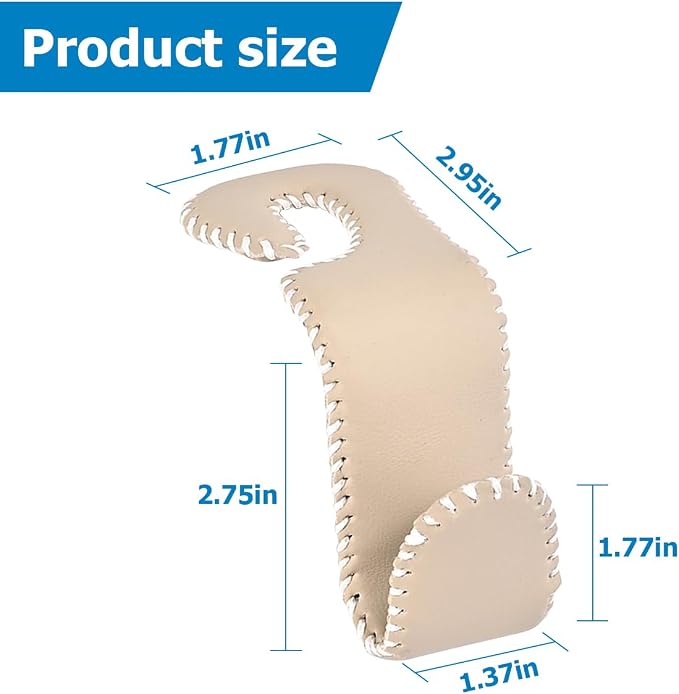 Zpana 2PCS Car Headrest Hooks Genuine U-Shaped Hanging Holder Beige | Genuine leather surface, suspended structure, rotates for front or back seat use, universal fit, automotive accessories - Image 2
