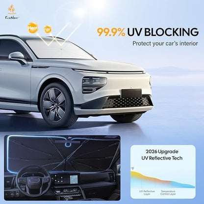 EcoNour Foldable Windshield Sun Shade & Window Tint Fit for 2013-2016 2017 2018 Toyota RAV4 Sunshade, Front Car Window Shades Sun Visor, UV Protection, Heat Blocker, Car Accessories - Image 3