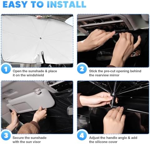 KUST Ice Crystal Windshield Sun Shade Umbrella for 【F150 F-150/ Silverado/Tundra/RAM 1500/ Sierra】 | Custom Fit Windshield Sunshade | Foldable Sunshade with Bendable Handle | Blocks Heat & UV Rays - Image 6