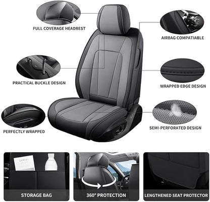 Front Seat Covers Custom Fit For Hyundai Genesis 2009-2016 ,Black&Gray | Luxury Faux Leather, Waterproof, Anti-Slip, Airbag Compatible, Breathable, Car Seat Protectors, 1 Row 2 Seats - Image 2