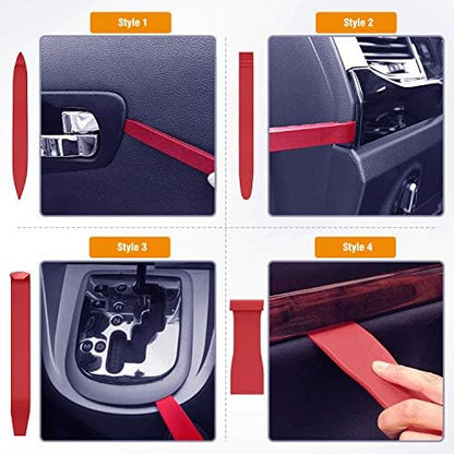 GOOACC 8PCS Auto Trim Scratch Removal Tool Car Audio Dash Panel Window Molding Fastener Remover Tool Kit-Red - Image 5