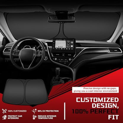 Windshield Sun Shade for 2025 2026 Toyota Camry Foldable Sun Sunshade for Car Front Window Blocks UV Rays and Heat Automotive Interior Protector Custom Fit Accessories - Image 2