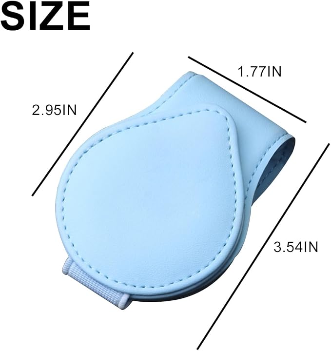 Mandark 2PCS Magnetic Sunglass Holder for Car Visor, Leather Vehicle Eyeglass Hanger Clip, Automotive Interior Ticket Card Glasses Organizer Clamp Accessories, Universal Fit (Light Blue) - Image 2