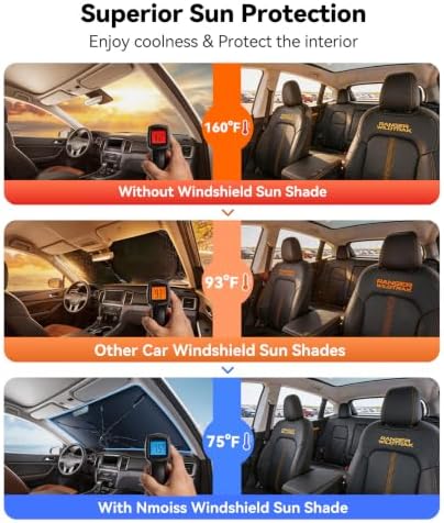 Nmoiss [Vinyl Coating Heat Shield] Windshield Sun Shade Umbrella Custom for Ranger, Protect Car from Sun Rays & Heat Damage Keep Cool and Protect Interior - Image 2