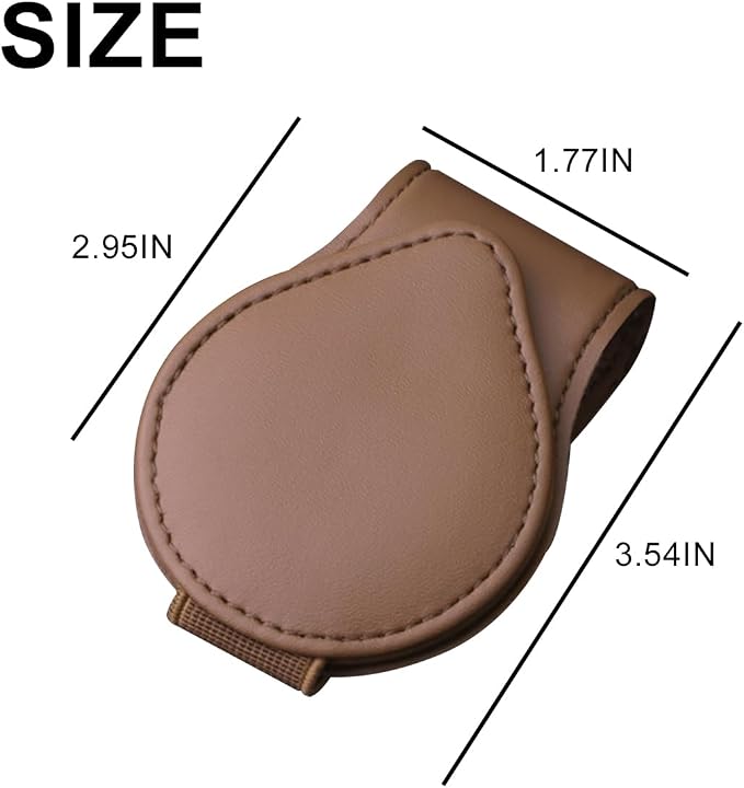 Mandark 2PCS Magnetic Sunglass Holder for Car Visor, Leather Vehicle Eyeglass Hanger Clip, Automotive Interior Ticket Card Glasses Organizer Clamp Accessories, Universal Fit (Brown) - Image 2