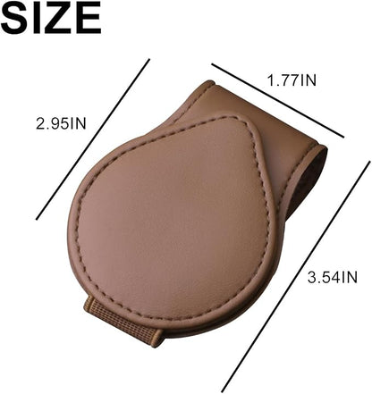 Mandark 2PCS Magnetic Sunglass Holder for Car Visor, Leather Vehicle Eyeglass Hanger Clip, Automotive Interior Ticket Card Glasses Organizer Clamp Accessories, Universal Fit (Brown) - Image 2