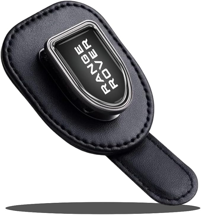 car Sunglass Holder Compatible with range rover alloy Leather Sun Glasses Eyeglass Hanger with car logo car accessories interior by QOMAGO