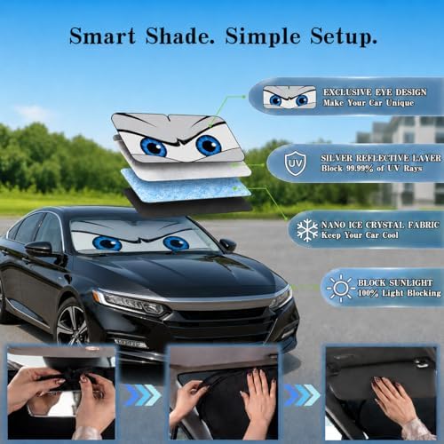 Car Windshield Sun Shade, Universal Fit Midsized Sedan SUV, Cool Gray - Image 4