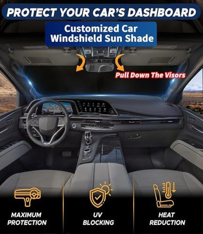 Custom-Fit for BMW Windshield Sun Shade, Car Sunshade Cover UV Block Car Front Window with Foldable Sun Shade Cover Cool Protection Visor, Designed for BM-W Accessories (for BMW i8) - Image 2