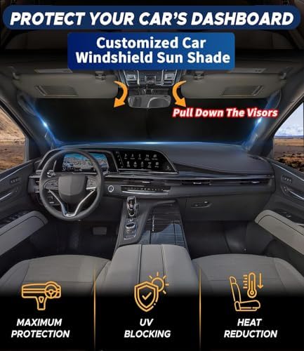 Custom-Fit for GMC Windshield Sun Shade, Car Sunshade Cover UV Block Car Front Window with Foldable Sun Shade Cover Cool Protection Visor (for GMC Denali XT) - Image 6