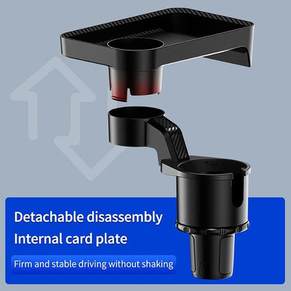 Car Cup Holder Tray, 2 in 1 Cup Holder Expander Car Food Table Tray with Adjustable Base, 360° Rotate Car Tray for Eating, Detachable Car Table Fits Yeti, Hydro Flask 16-46 oz - Image 6