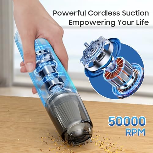 Handheld Vacuum Cordless, Car Vacuum Portable with 2 Suction Modes, Blow & Suction 2-in-1, Small Vacuum Cleaner for Car, Home, Pet Hair, Office, Desk, Keyboards (Dark) - Image 6