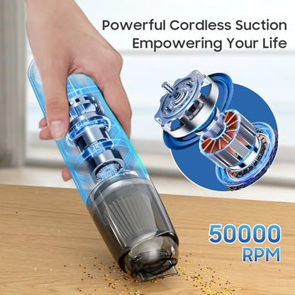 Handheld Vacuum Cordless, Car Vacuum Portable with 2 Suction Modes, Blow & Suction 2-in-1, Small Vacuum Cleaner for Car, Home, Pet Hair, Office, Desk, Keyboards (Dark) - Image 6